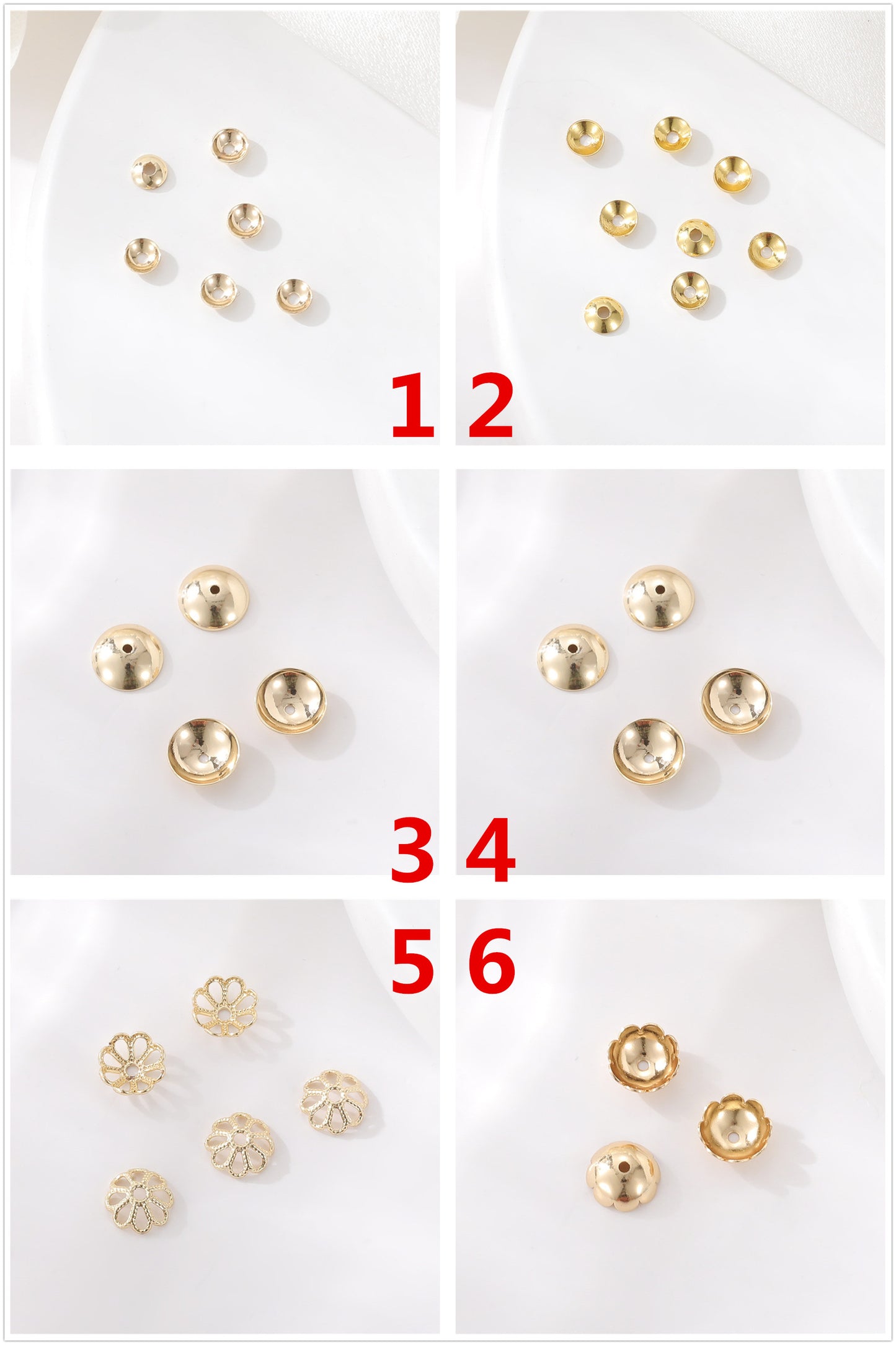 10 capuchons de perles rondes, entretoise de perles de charme 14K GF