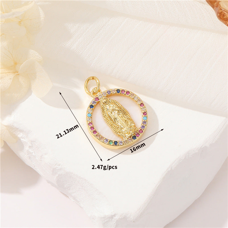 2 Jesus Cupid Mama Sun Snake Charm Pendant Rhinestone Embellished 14K GF