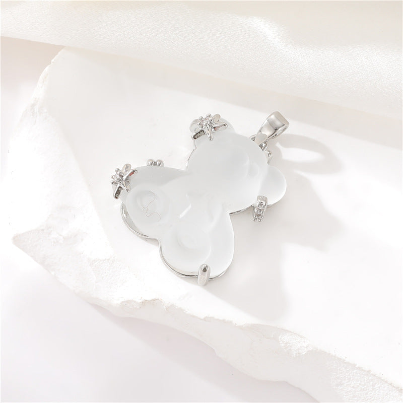 2 pendentif à breloque lapin ours strass incrusté 14K GF