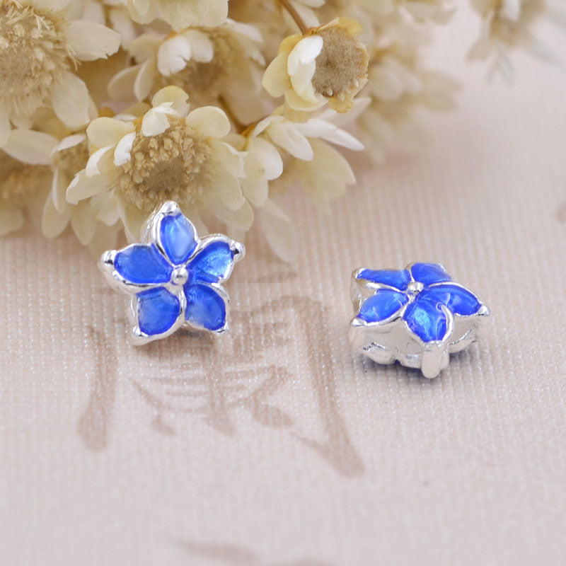 Argent sterling émail époxy plat perle florale entretoise S925 trouver