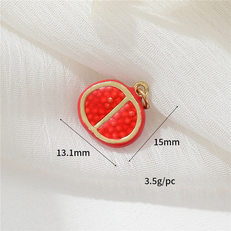 2 Grenade Durian Fraise Pomme Pitaya Orange Banane Ananas Citron Avocat Mangue Pastèque Fruit Charme Pendentif Émail Époxy 14K GF