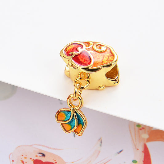 Enamel Epoxy Sterling Silver Cloud Floral Bead Charm Pendant S925 Finding