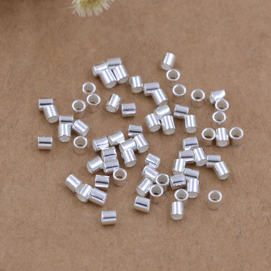 Sterling Silver Glossy Tiny Thin Pipe Positioning Bead S925 Finding