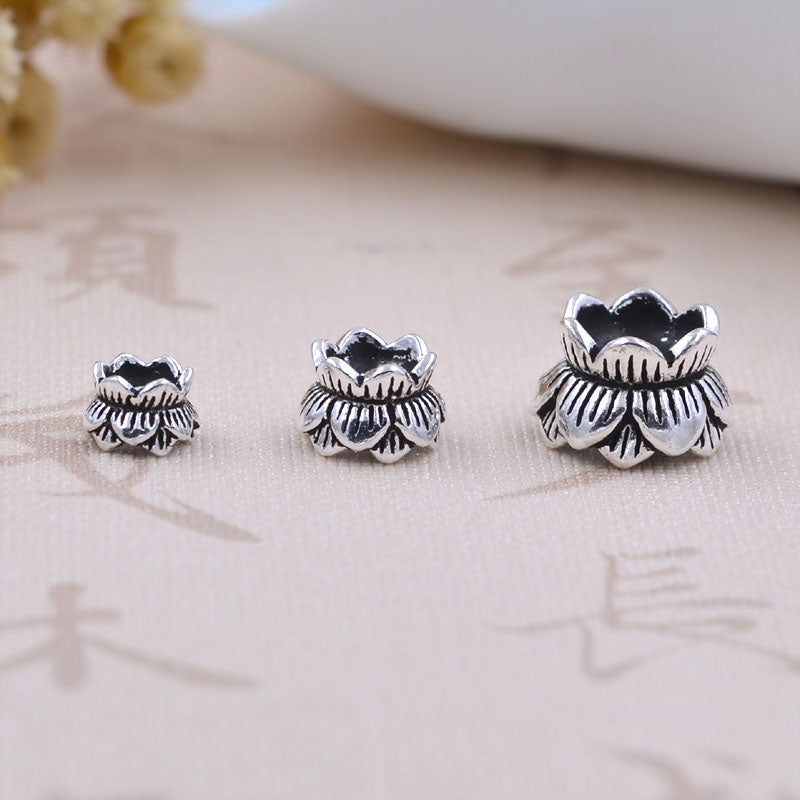 Perle florale de lotus en argent sterling, espaceur S925