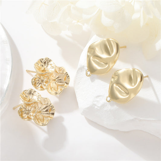 4 boucles d'oreilles à tige florale 14K GF Earing