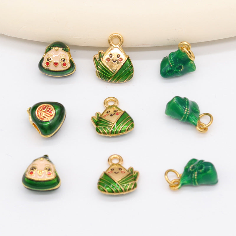 2 Zong Zi Charm Pendentif Émail Époxy 14K GF