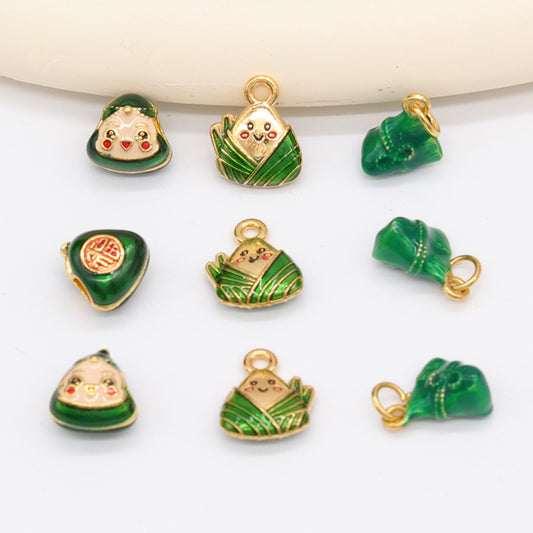 2 Zong Zi Charm Pendentif Émail Époxy 14K GF
