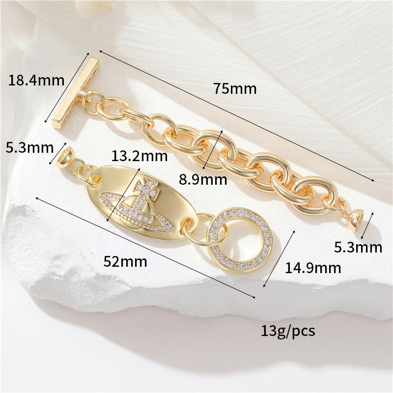 2 Saturn Crown Cable Chain Floral Wheel Lock OT Clasp 14K GF Resin Pearl Rhinestone Embellished Clasps Connector