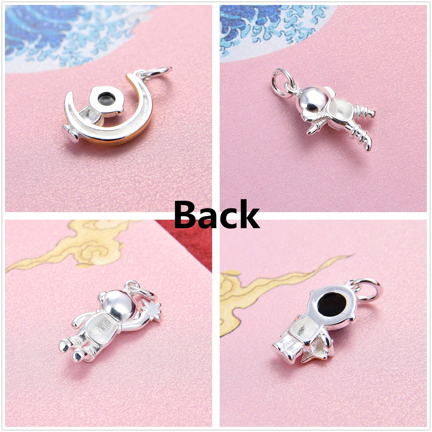 Sterling Silver Astronaut Charm Pendant S925 Finding