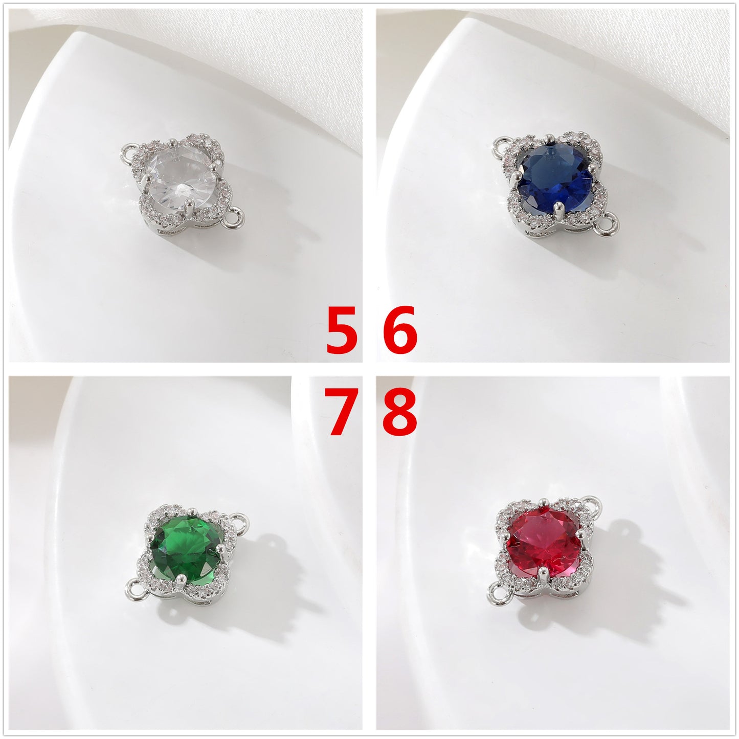 2 connecteurs de charme floral à double boucle ornés de strass 14K GF