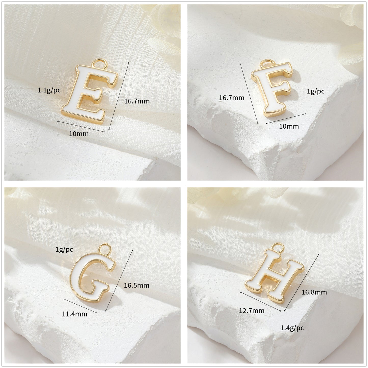 2 Emaille-Epoxidharz-Anfangsbuchstaben AZ-Charm-Anhänger 14K GF