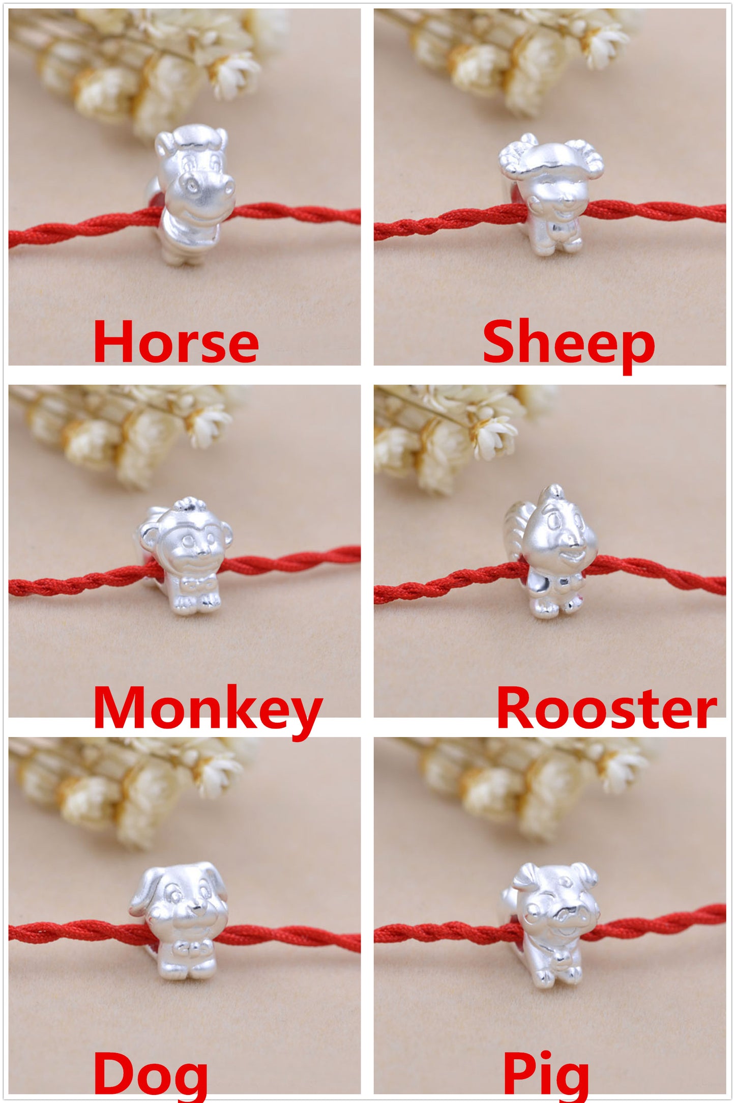 Sterling Silver Carved Chinese Zodiac Bead Spacer S990 Finding