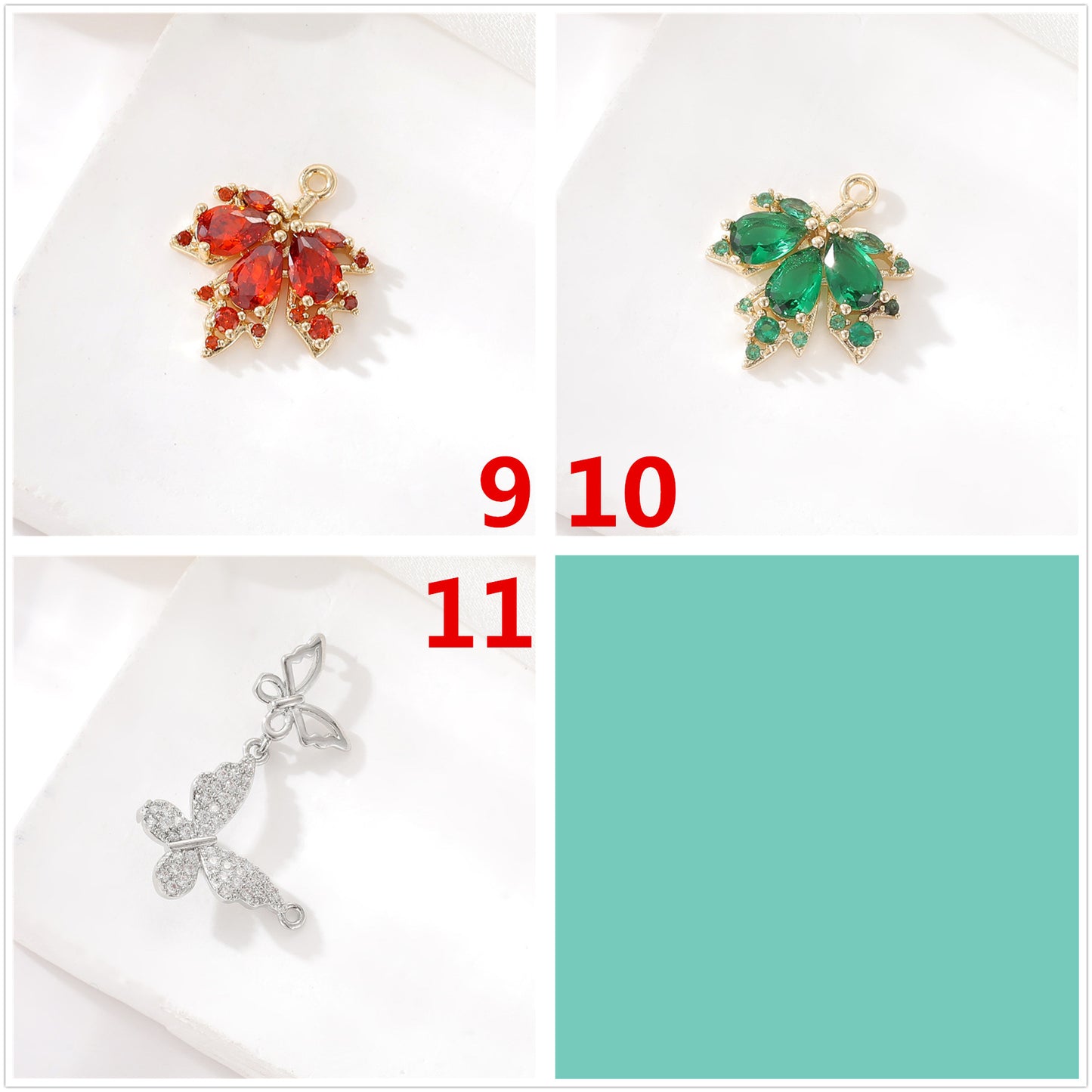 2 connecteurs de charme floral à double boucle ornés de strass 14K GF