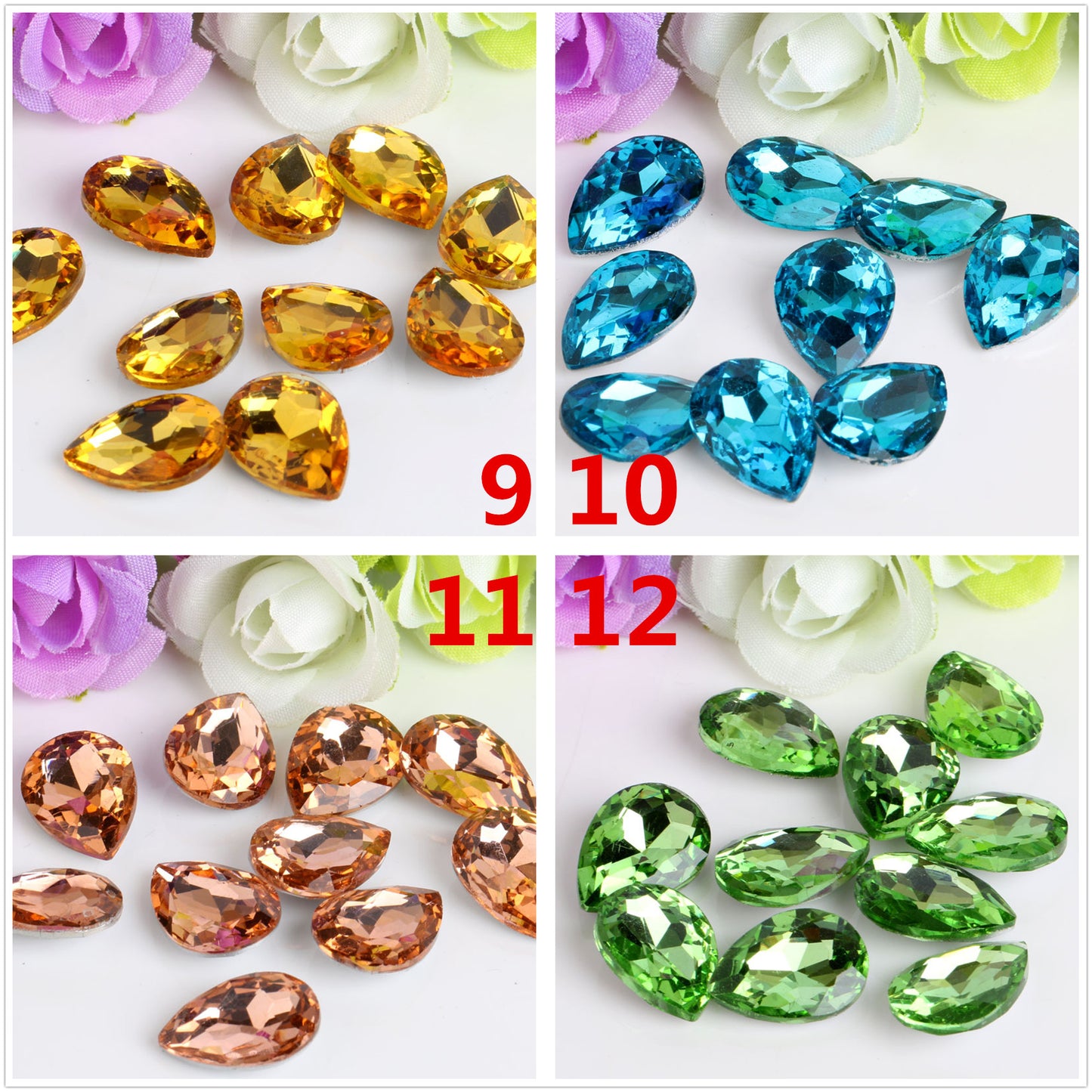 Bulk 100 Faceted Waterdrop Pointed Culet Clear Rhinestone Glass Jewelry Finding 6x8mm 8x13mm 7x10mm 10x14mm 13x18mm 18x25mm 20x30mm