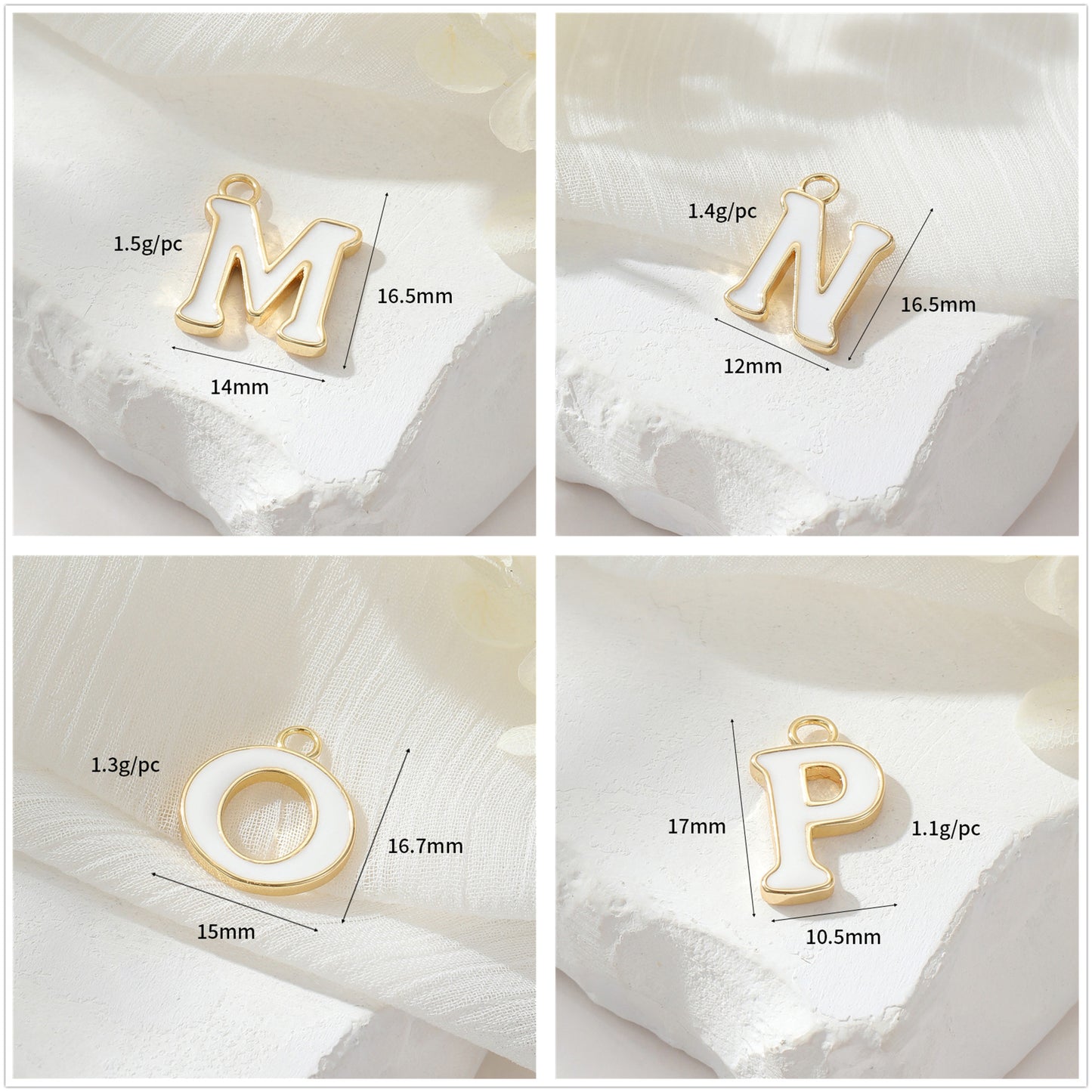 2 Emaille-Epoxidharz-Anfangsbuchstaben AZ-Charm-Anhänger 14K GF