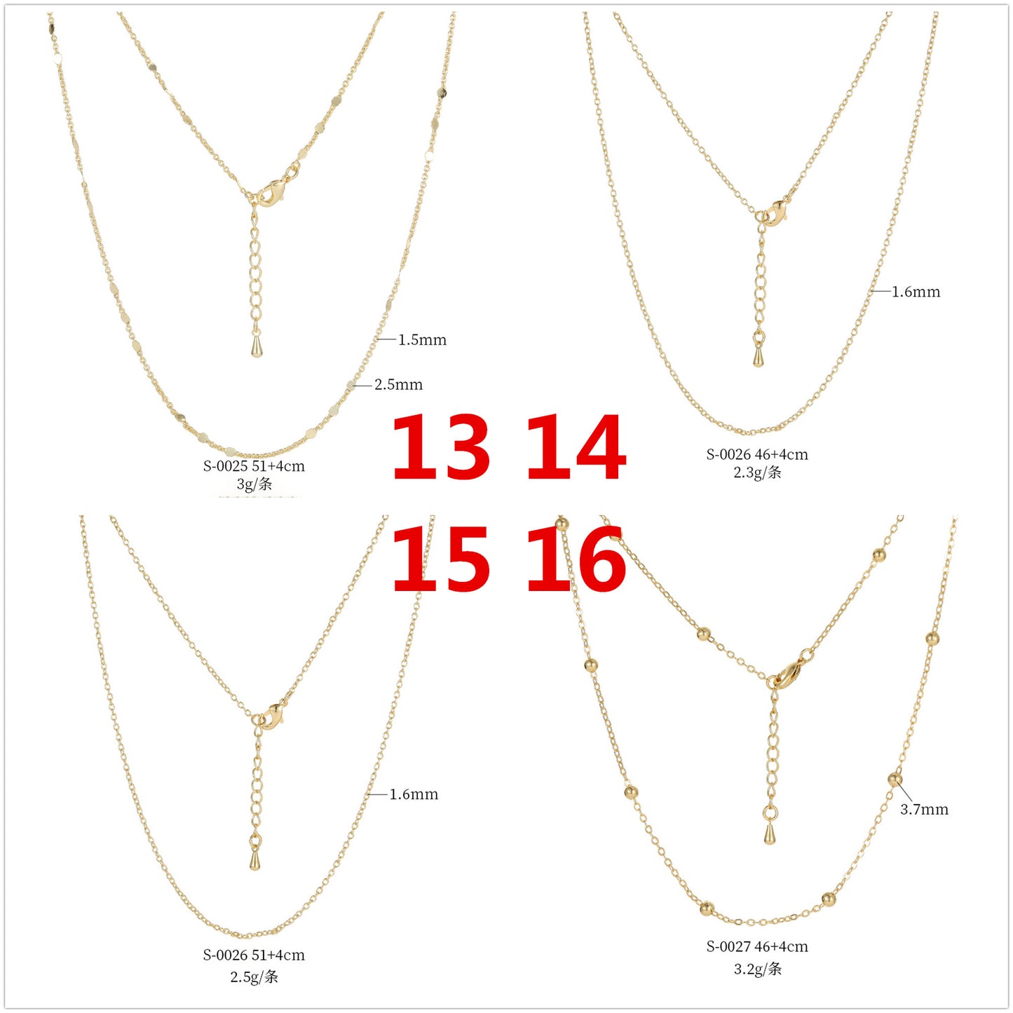 Collier de chaîne de boîte de perles de Singapour à 2 câbles 14K GF ras du cou avec rallonge
