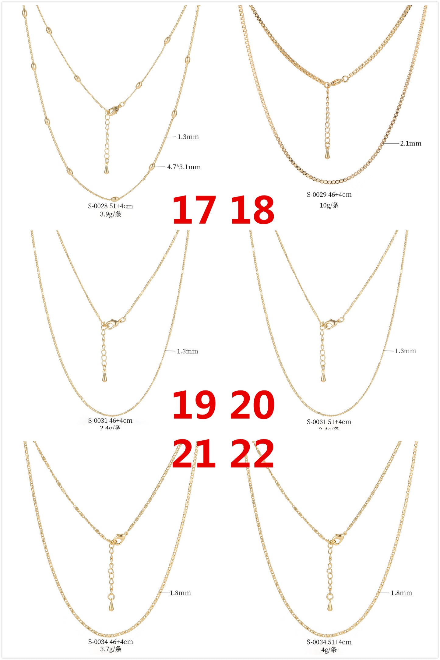 Collier de chaîne de boîte de perles de Singapour à 2 câbles 14K GF ras du cou avec rallonge