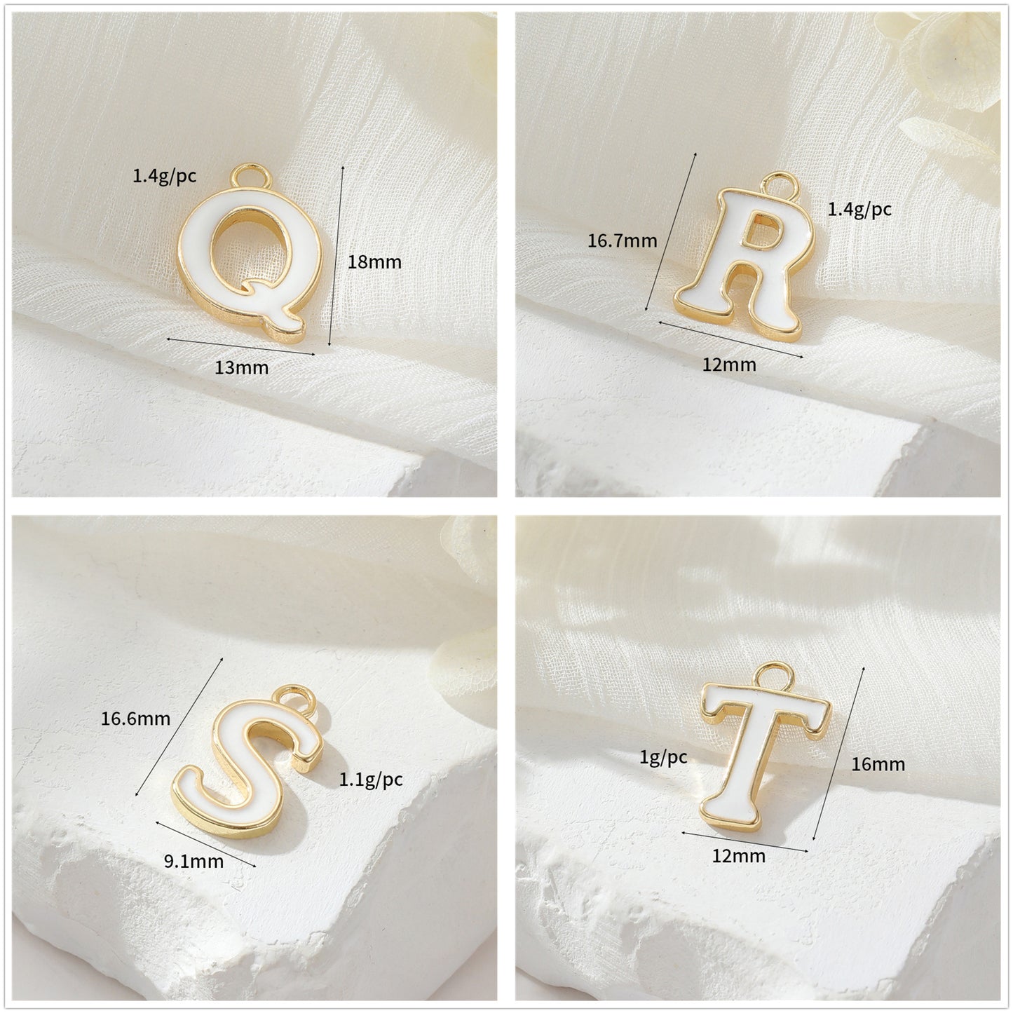 2 Emaille-Epoxidharz-Anfangsbuchstaben AZ-Charm-Anhänger 14K GF