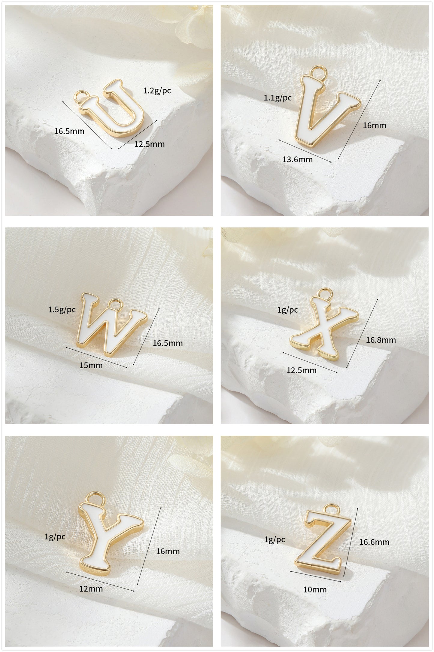 2 Emaille-Epoxidharz-Anfangsbuchstaben AZ-Charm-Anhänger 14K GF