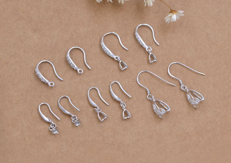 Boucles d'oreilles à crochet ornées de strass en argent Sterling, avec pince à glace, bélière S925