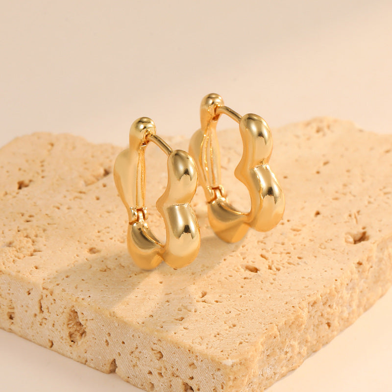 4 Chunky Hexagon Floral Triangle Hoop Earrings 14K GF Earing