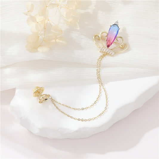 2 couronnes avec broche de chaîne de câble 14K GF strass embellie perle semi-percée perle vierge