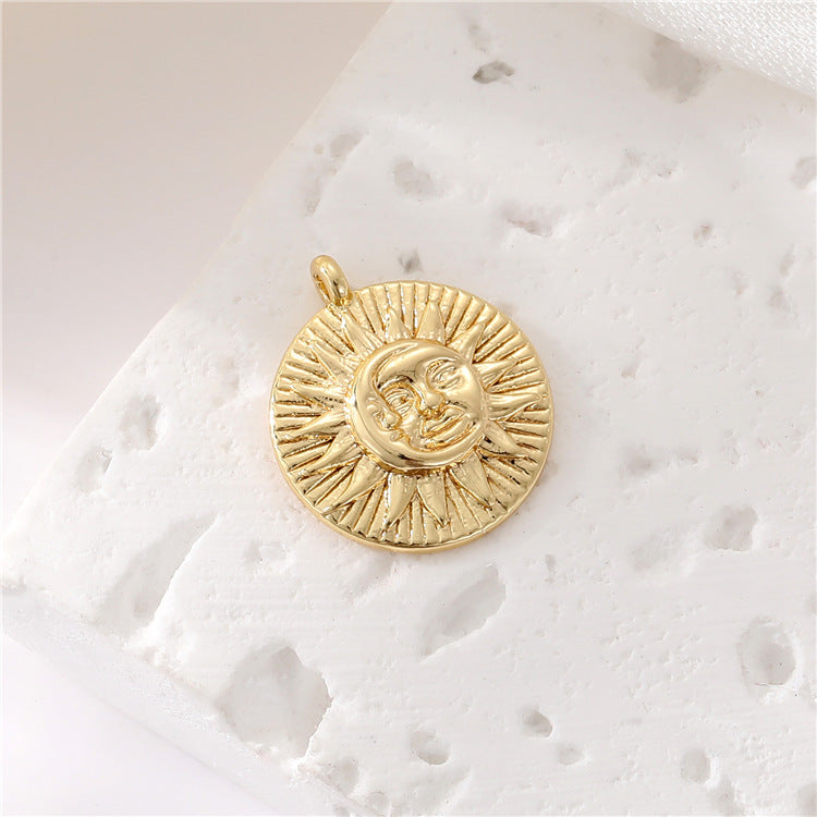 2 Apollo Eye Smile Face Angel Caesar Coin Charm Pendentif Strass Embelli 14K GF