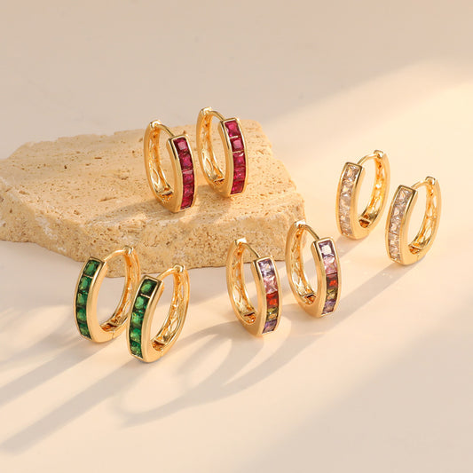 4 runde Creolen mit Strassverzierung aus 14-karätigem GF-Ohrring