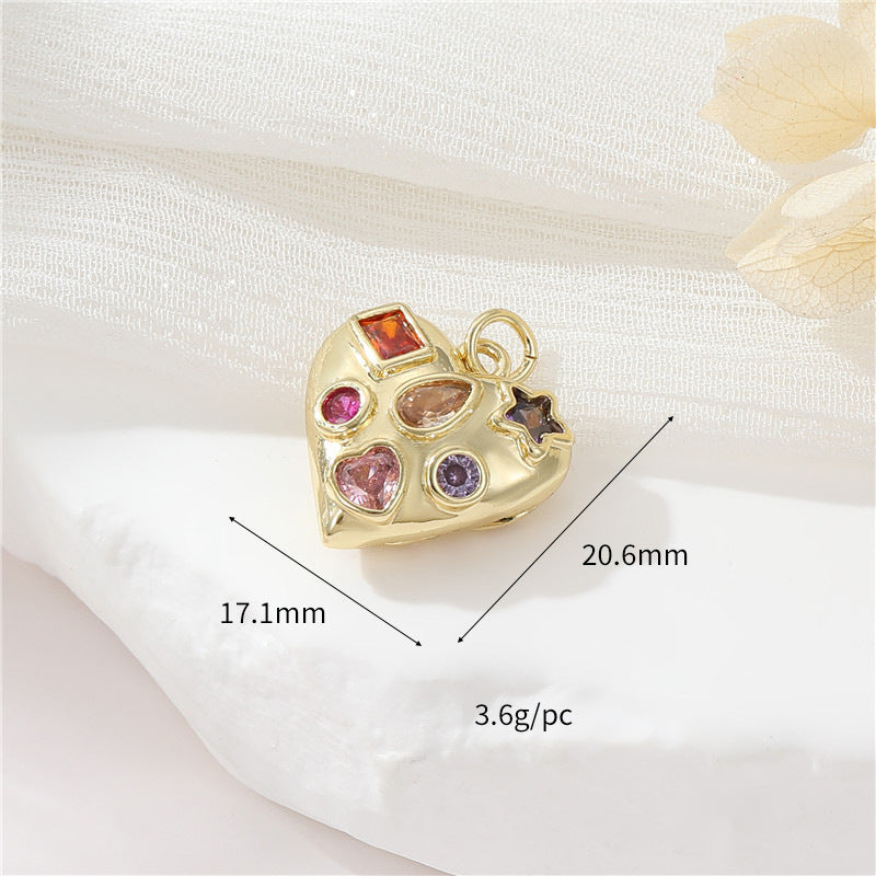 Pendentif à breloque 2 cœurs orné de strass 14K GF