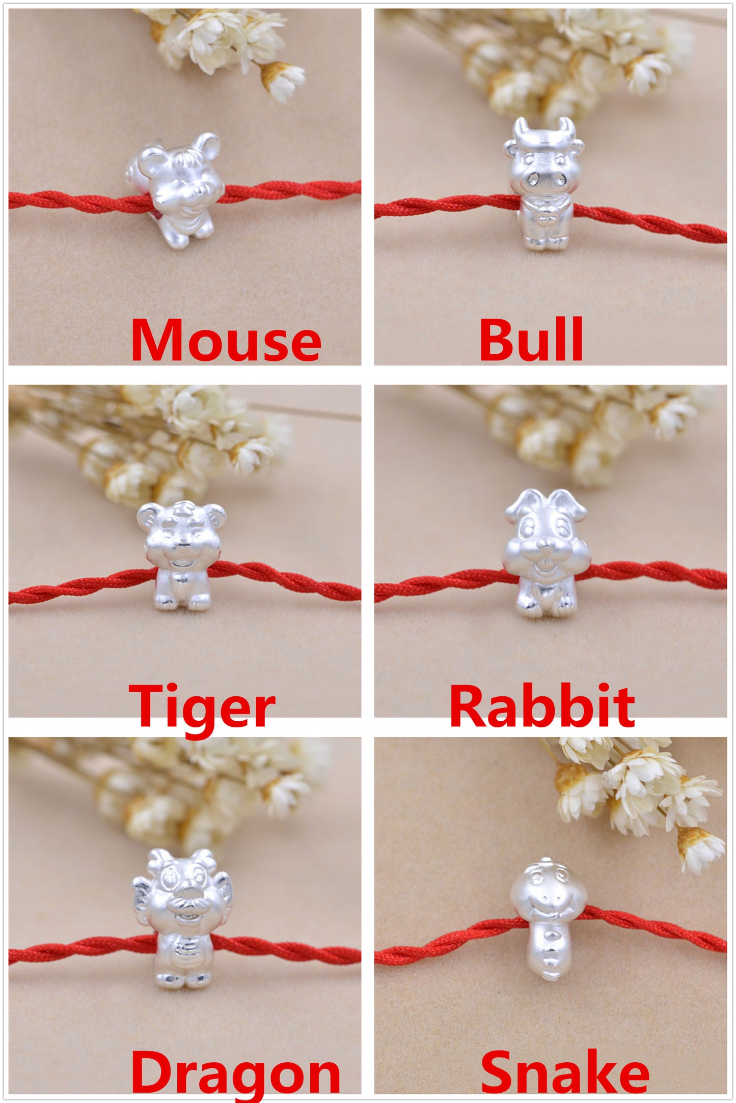 Sterling Silver Carved Chinese Zodiac Bead Spacer S990 Finding