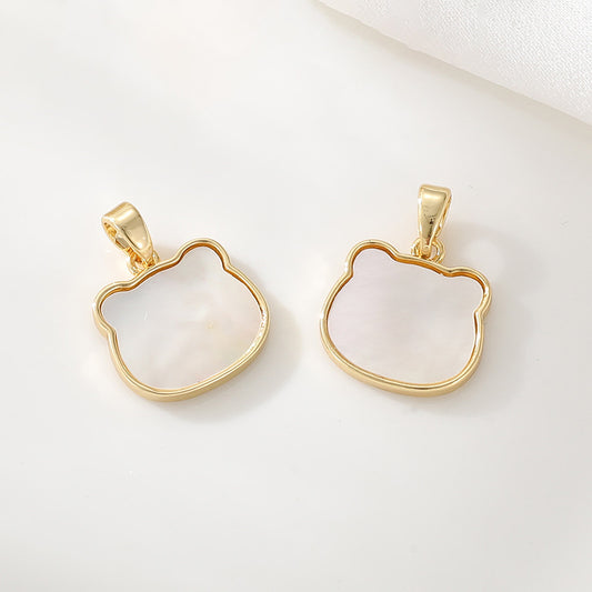 Pendentif à breloque 2 ours 14K GF Shell embelli