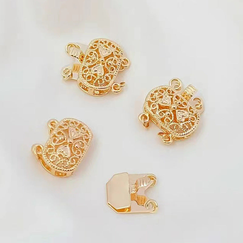 2 connecteurs à Double boucle pour fermoir Floral creux, connecteur de fermoirs pour collier et Bracelet, 14K GF