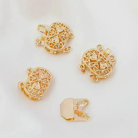 2 connecteurs à Double boucle pour fermoir Floral creux, connecteur de fermoirs pour collier et Bracelet, 14K GF