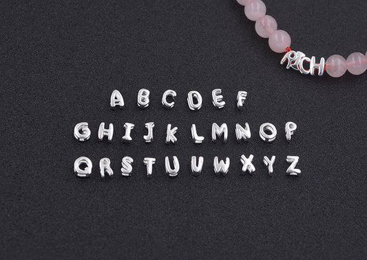 Perle de charme en argent sterling avec initiale minuscule de l'alphabet AZ S925