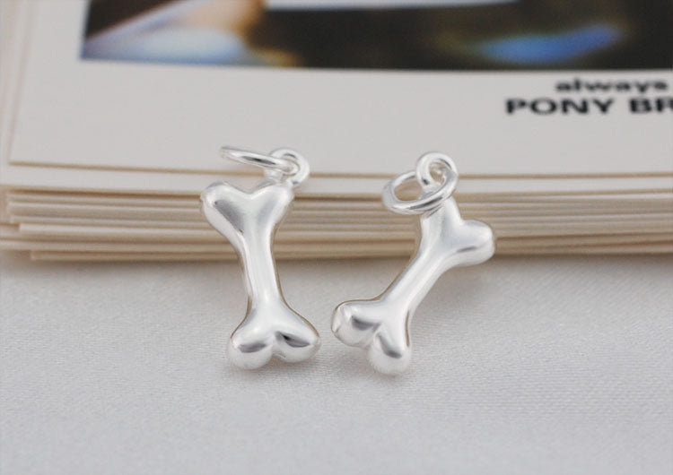 Sterling Silver Tiny Bone Charm Pendant S925 Finding