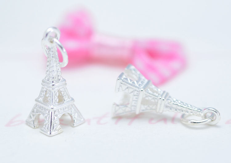 Sterling Silver Tiny Tower Charm Pendant S925 Finding