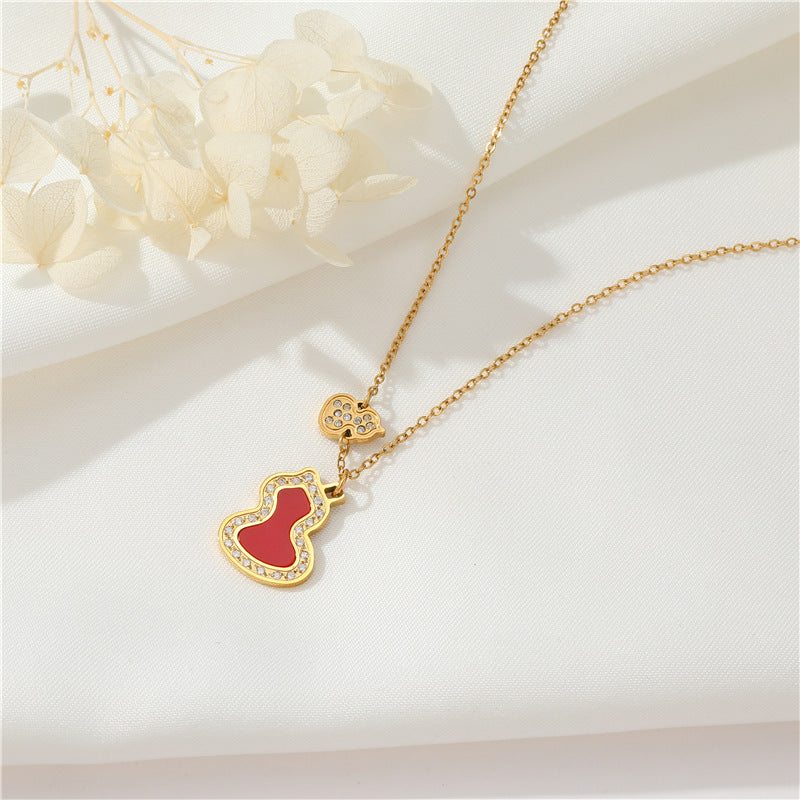 Collier de chaîne de câble à breloque 2 gourdes orné de strass 14K GF ras du cou avec rallonge