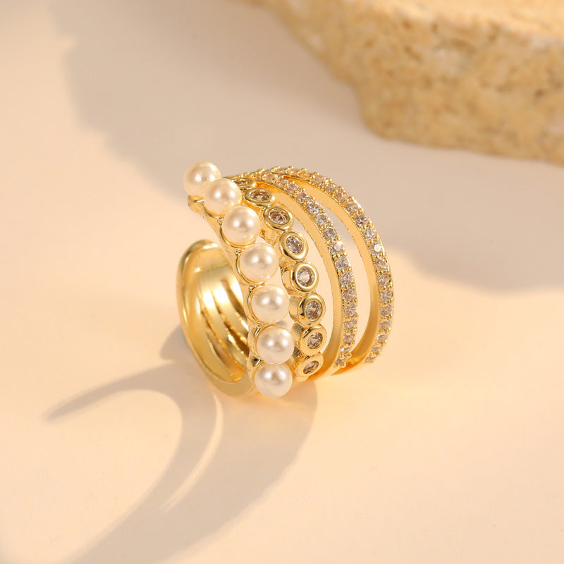 4 Chunky Earcuff Earrings Rhinestone Embellished 14K GF Earing