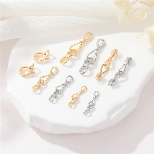 2 fermoirs en S à cercle uni, connecteur de fermoirs à boucle à crochet 14K GF