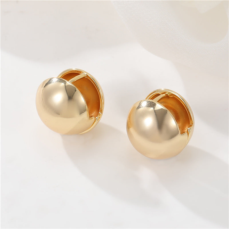 4 grosses boucles d'oreilles créoles rondes brillantes 14K GF