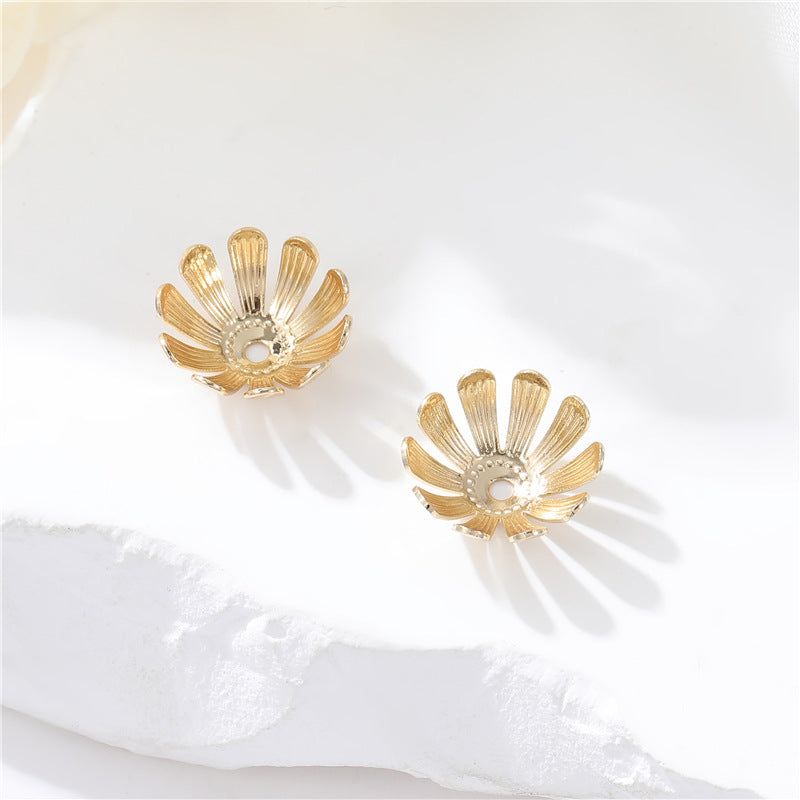 2 Coupe de capuchon de perles florales 14K GF Charm Beadwork Spacer