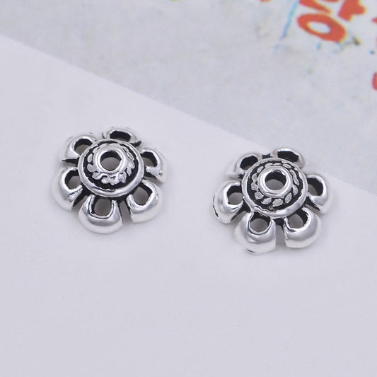 Coupe de capuchon de perle florale en argent sterling S925