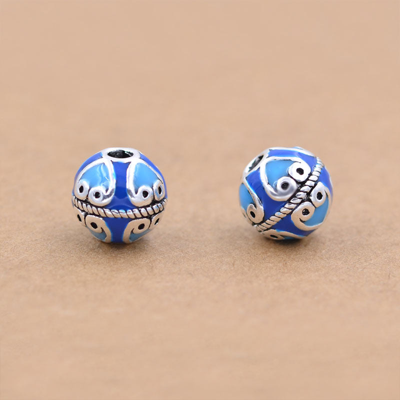 Sterling Silver Round Heart Bead Spacer S925 Finding