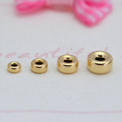 1/20 14K Gold Filled Sterling Silver Glossy Flat Roundelle Cylinder Column Bead S925 Finding