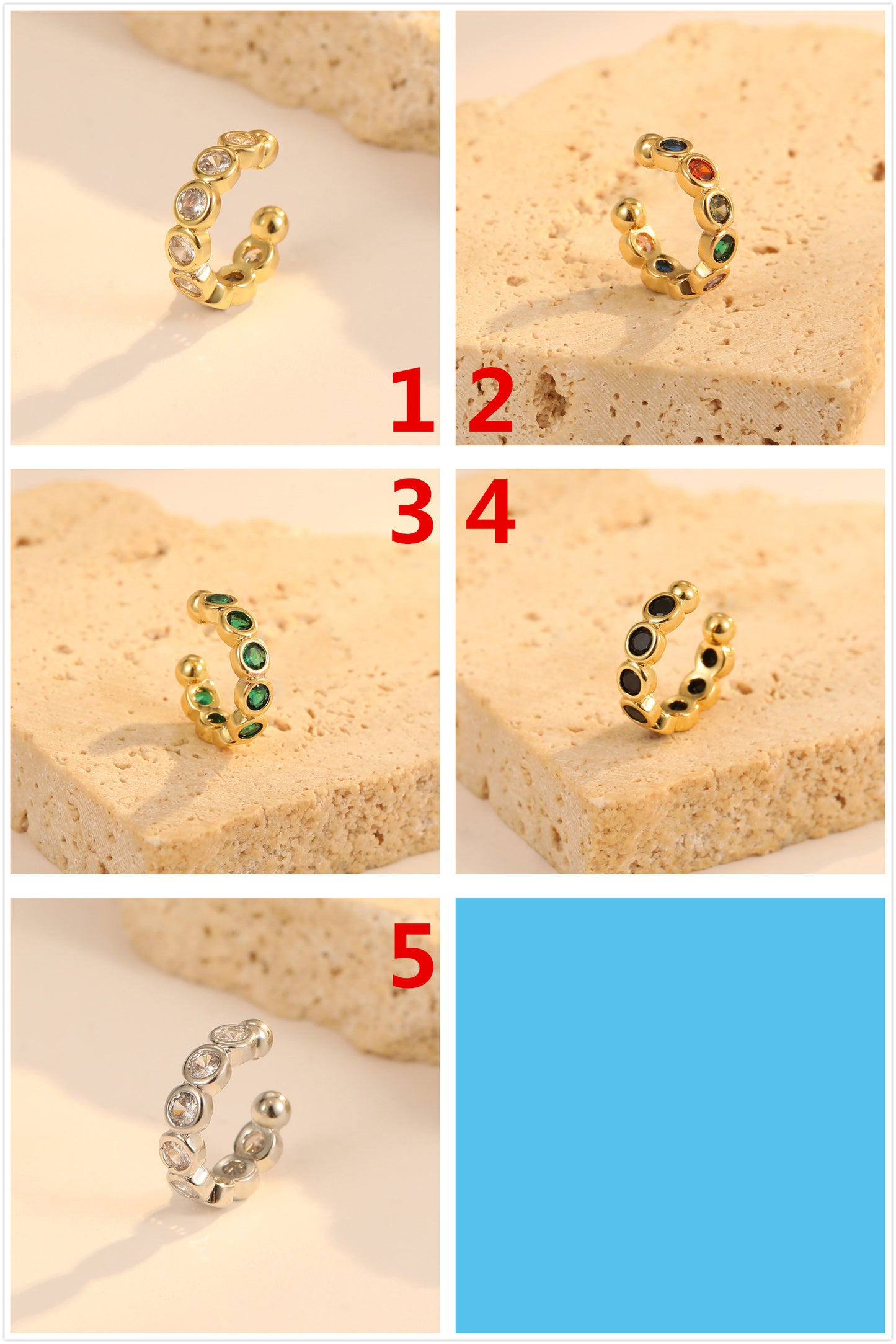 4 manchettes d’oreille perlées grimpeur sans piercing boucle d’oreille strass embelli 14K GF boucle d’oreille