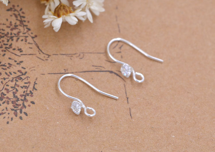 Boucles d'oreilles à crochet ornées de strass en argent sterling S925