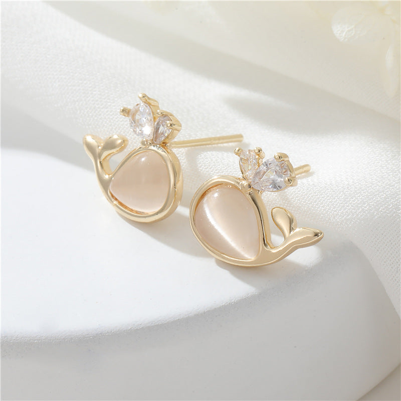 Boucles d'oreilles à tige florales à 4 baleines, ornées de strass GF 14 carats