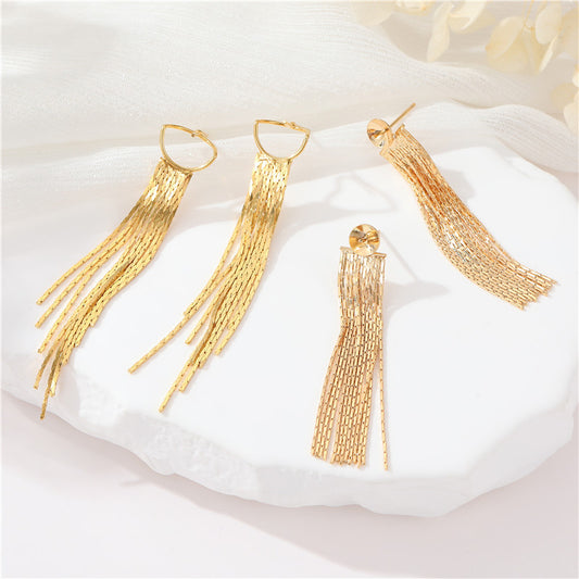 4 boucles d'oreilles à pampilles en chaîne serpent 14K GF Earing