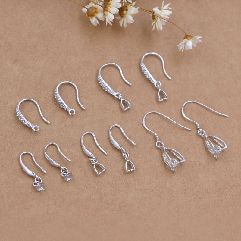 Boucles d'oreilles à crochet ornées de strass en argent Sterling, avec pince à glace, bélière S925