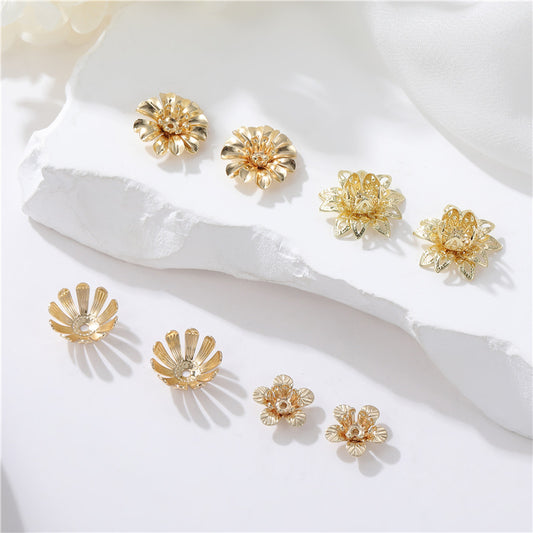 2 Coupe de capuchon de perles florales 14K GF Charm Beadwork Spacer